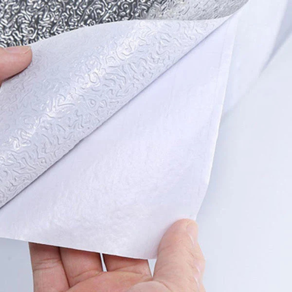 Autocolant Bucătărie Efect Aluminiu. Protecție Anti-Ulei și Umiditate
