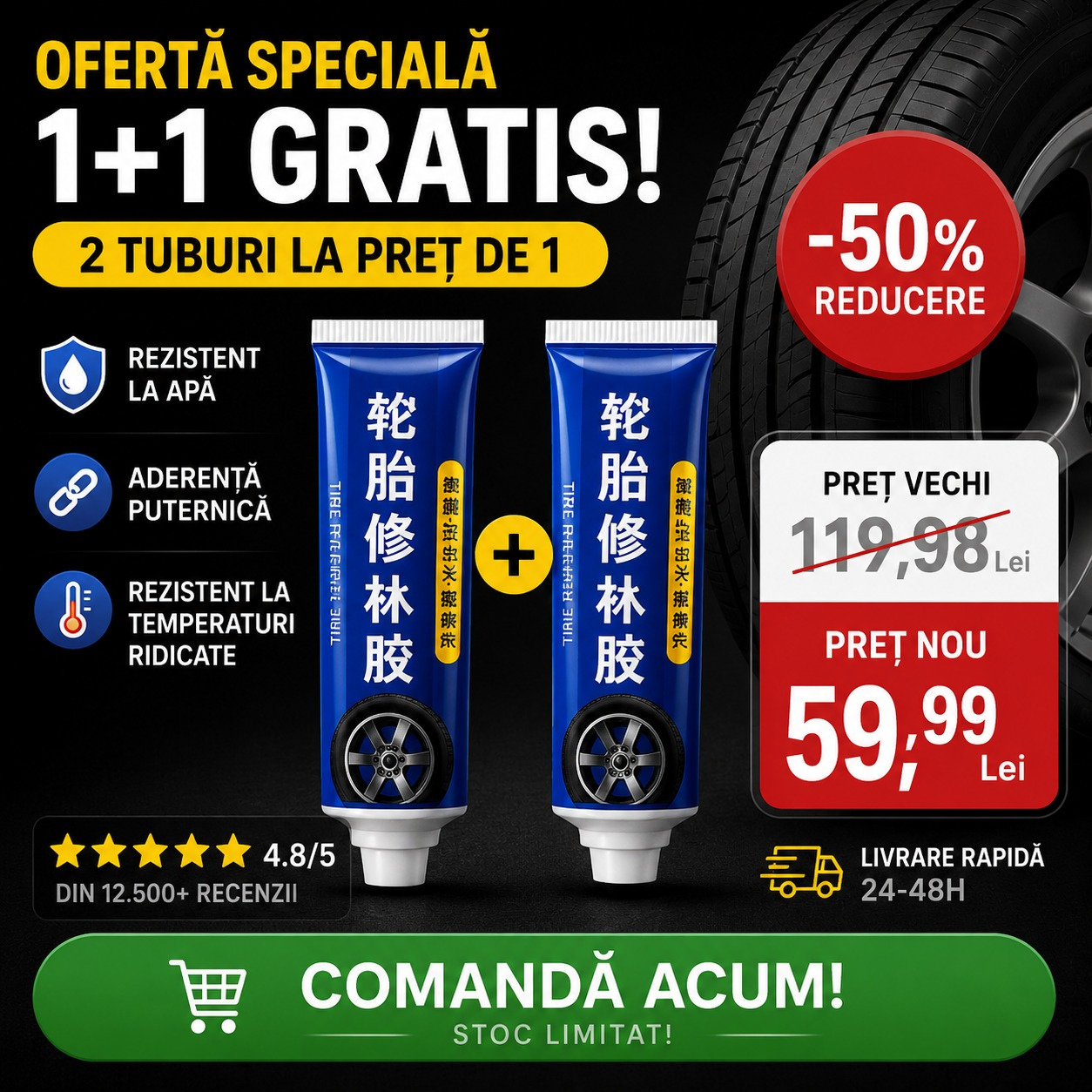 Adeziv Acrilic pentru Repararea Anvelopelor Auto