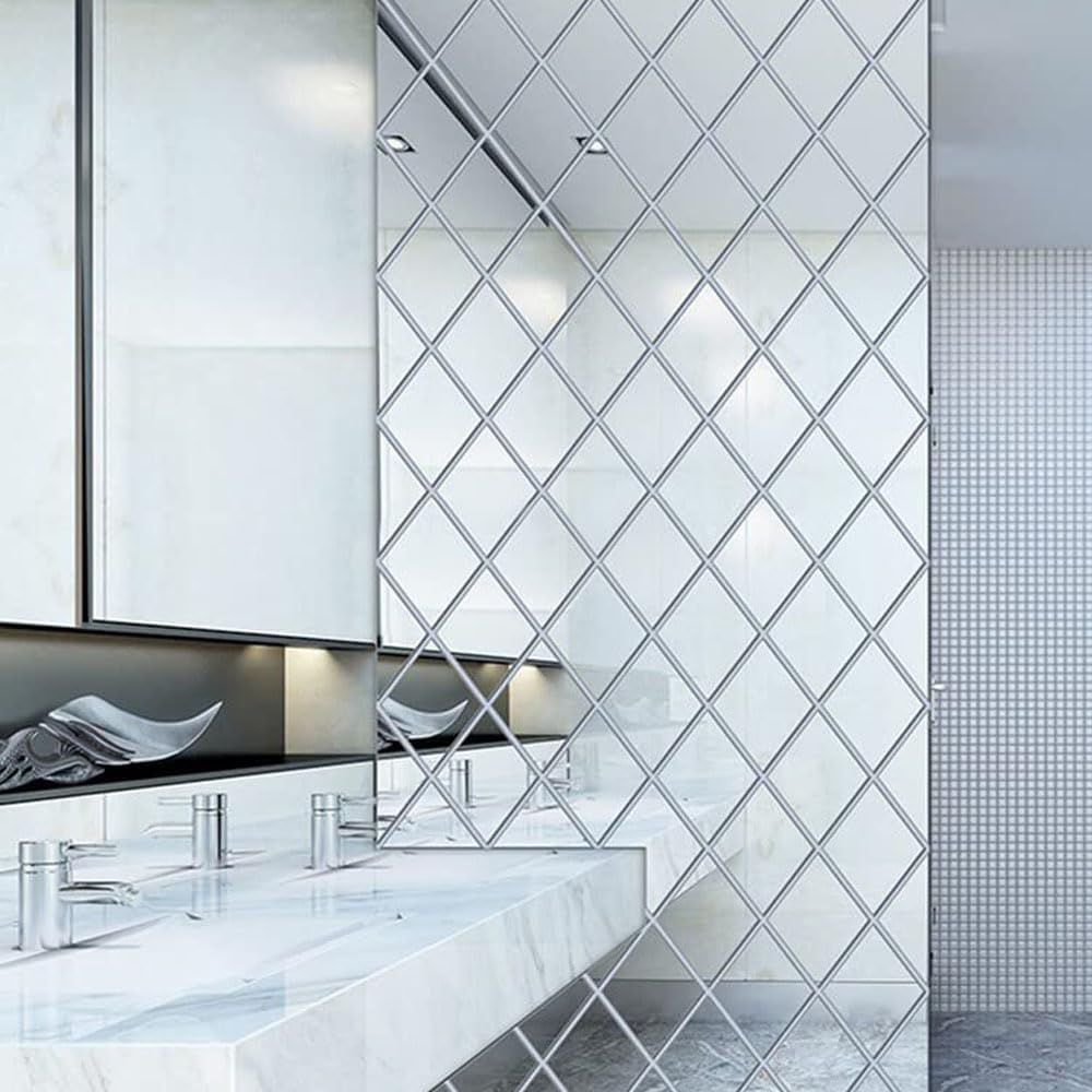 Oglinzi Decorative Autoadezive Diamond Mirror Set 35 Piese Acrilice pentru Perete, Design Modern 3D