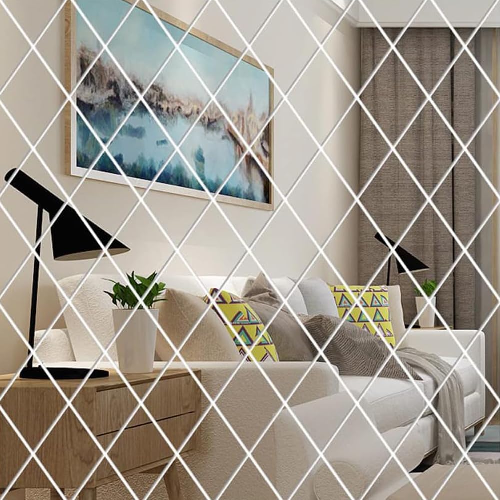 Oglinzi Decorative Autoadezive Diamond Mirror Set 35 Piese Acrilice pentru Perete, Design Modern 3D