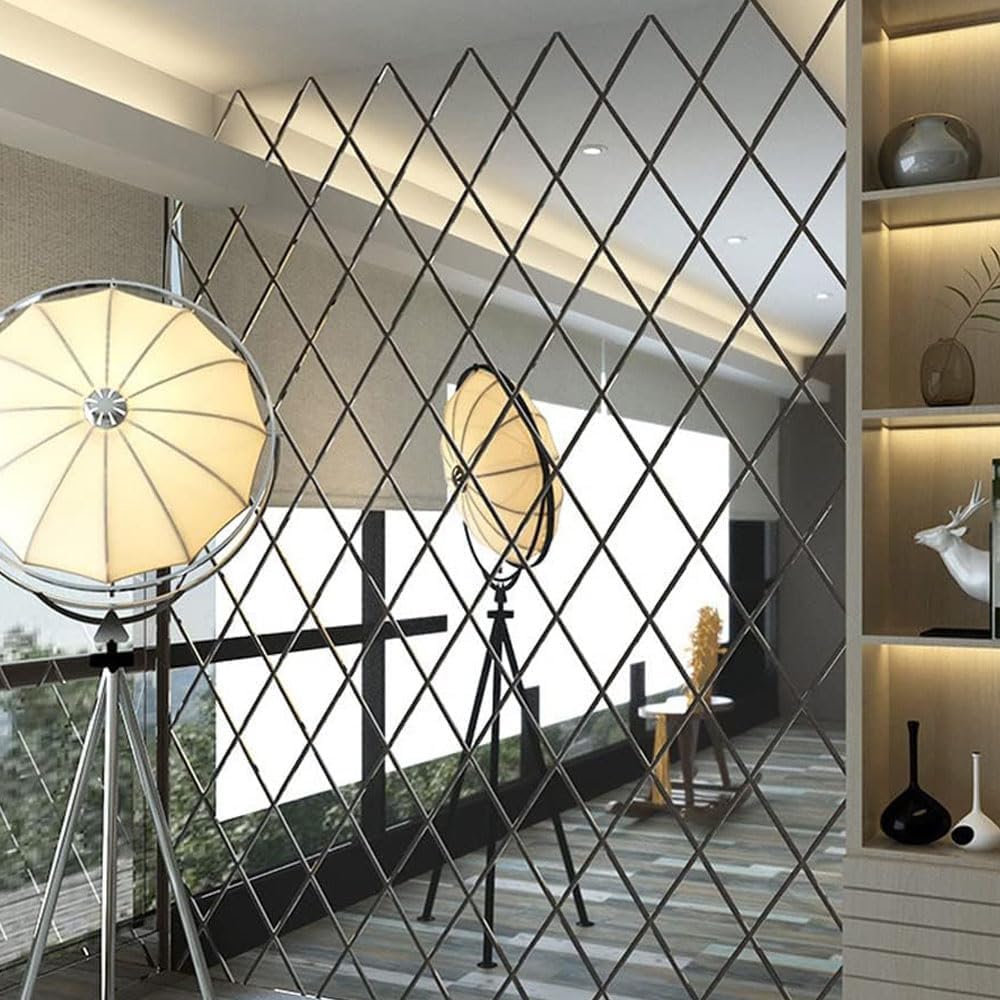 Oglinzi Decorative Autoadezive Diamond Mirror Set 35 Piese Acrilice pentru Perete, Design Modern 3D