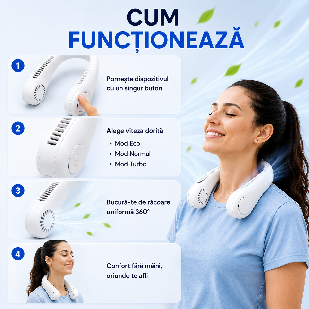 Ventilator Reîncărcabil pentru Gât