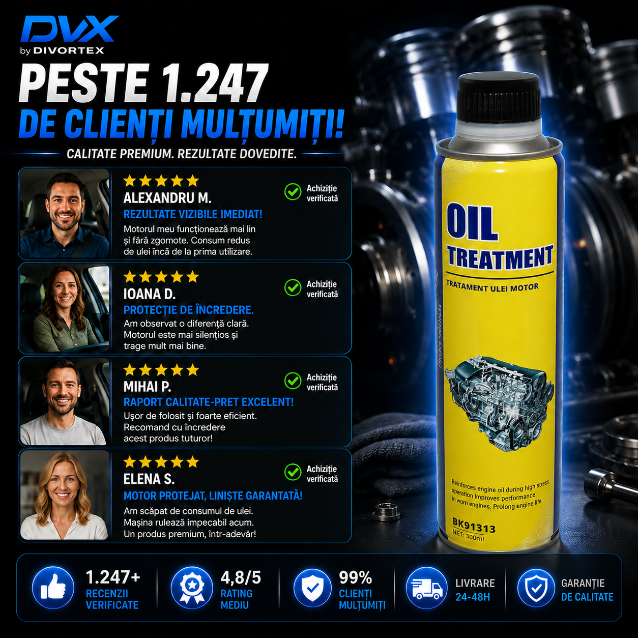Aditiv Oprire Scurgeri Ulei Motor DVX 300 ml