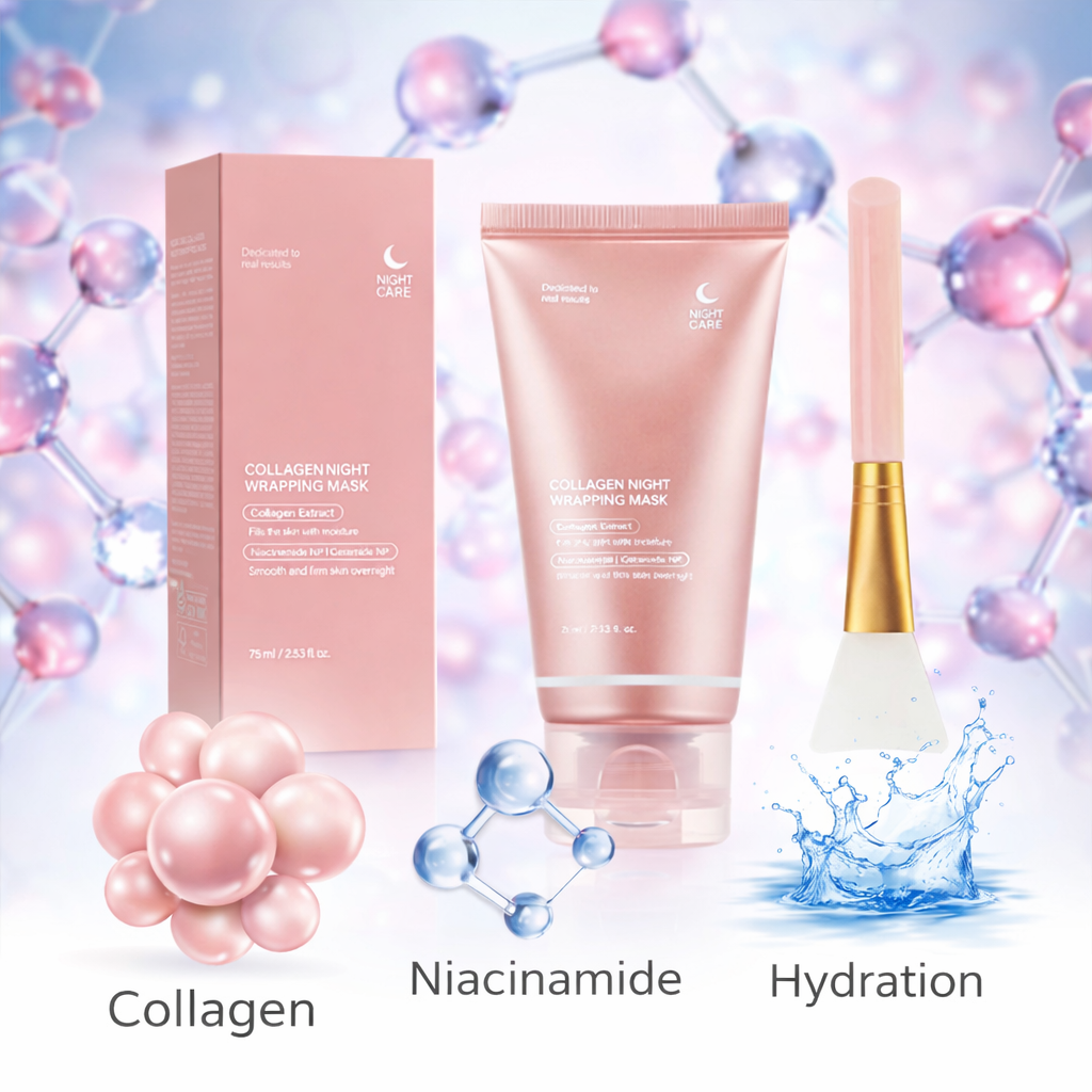 Mască Facială Coreeană Exfoliantă de Noapte cu Colagen