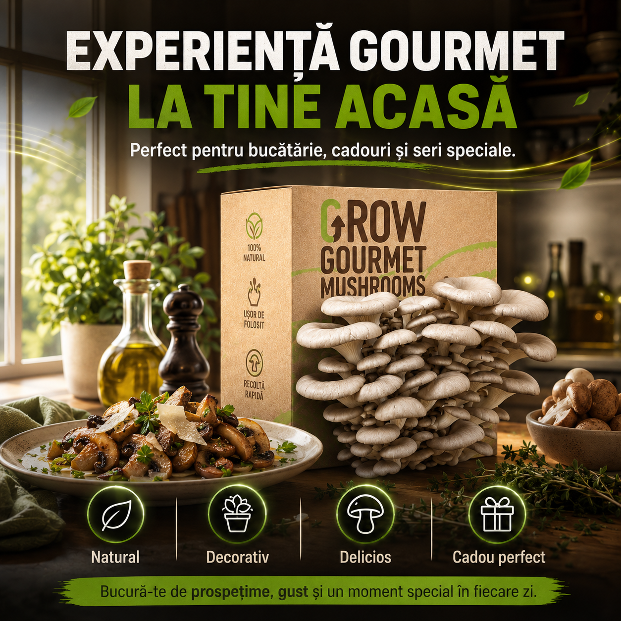 Kit de Cultivare Ciuperci Pleurotus Acasă