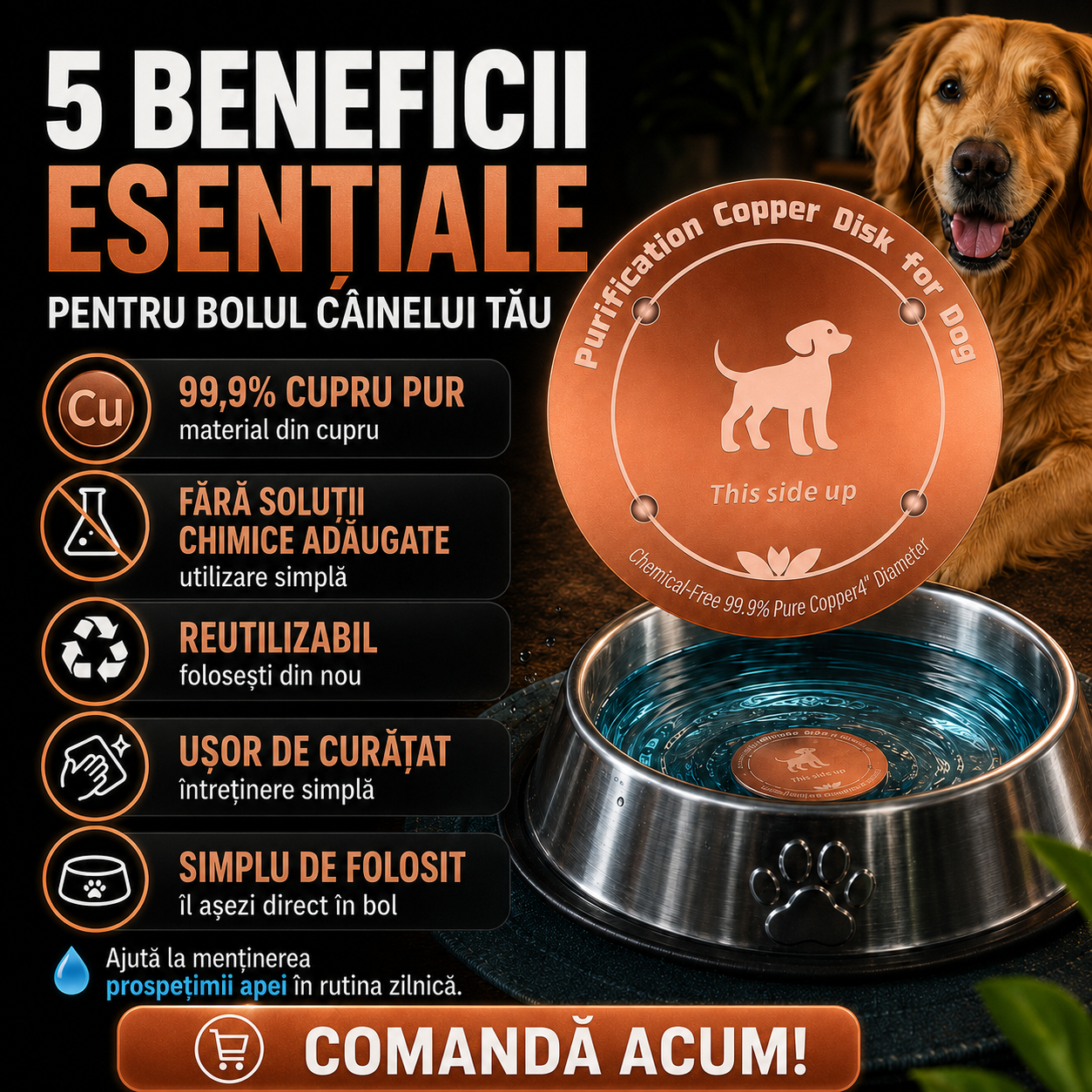 Disc din Cupru pentru Purificarea Apei Animalelor