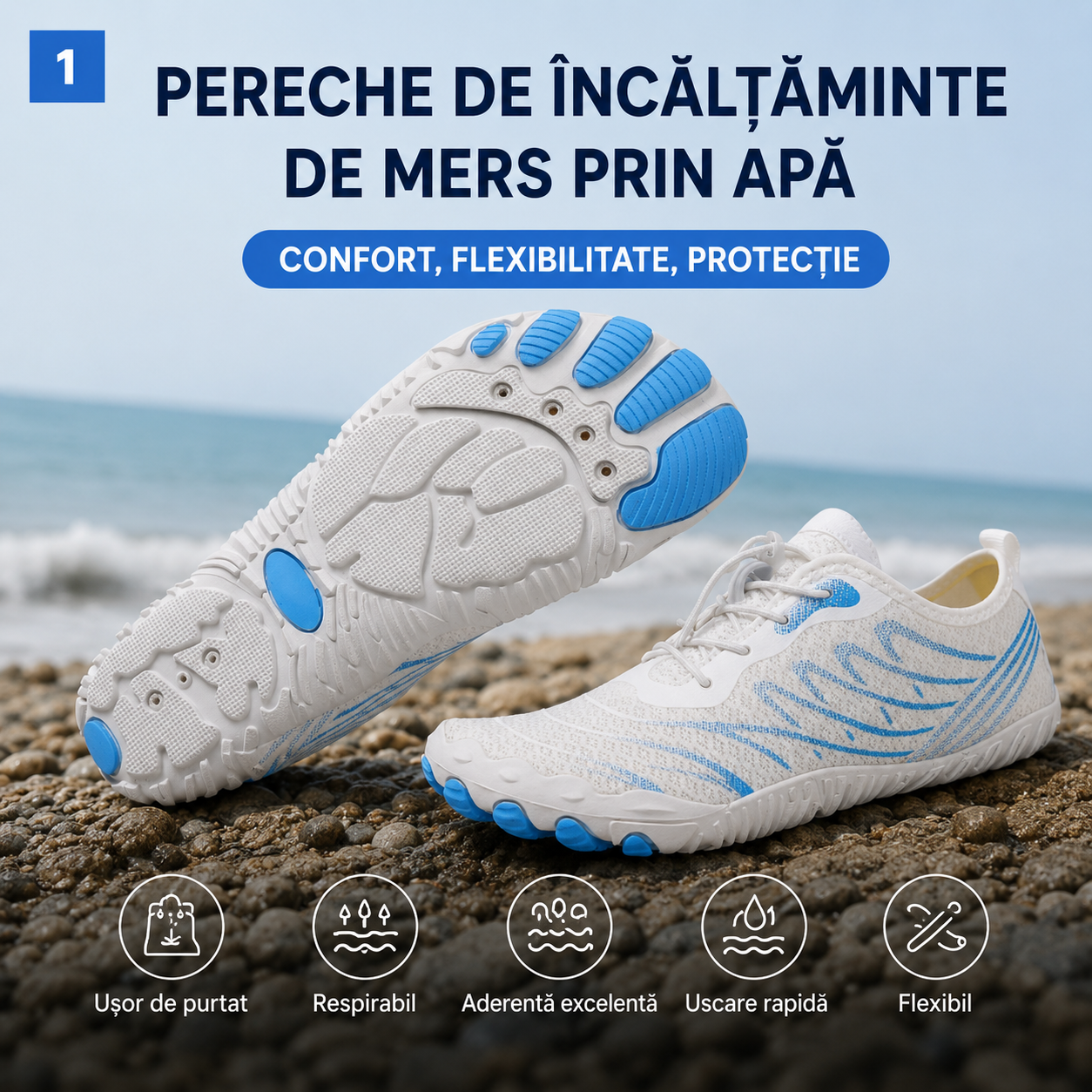 Încălțăminte de Mers prin Apă cu Talpă Antiderapantă Confort și Protecție la Fiecare Pas