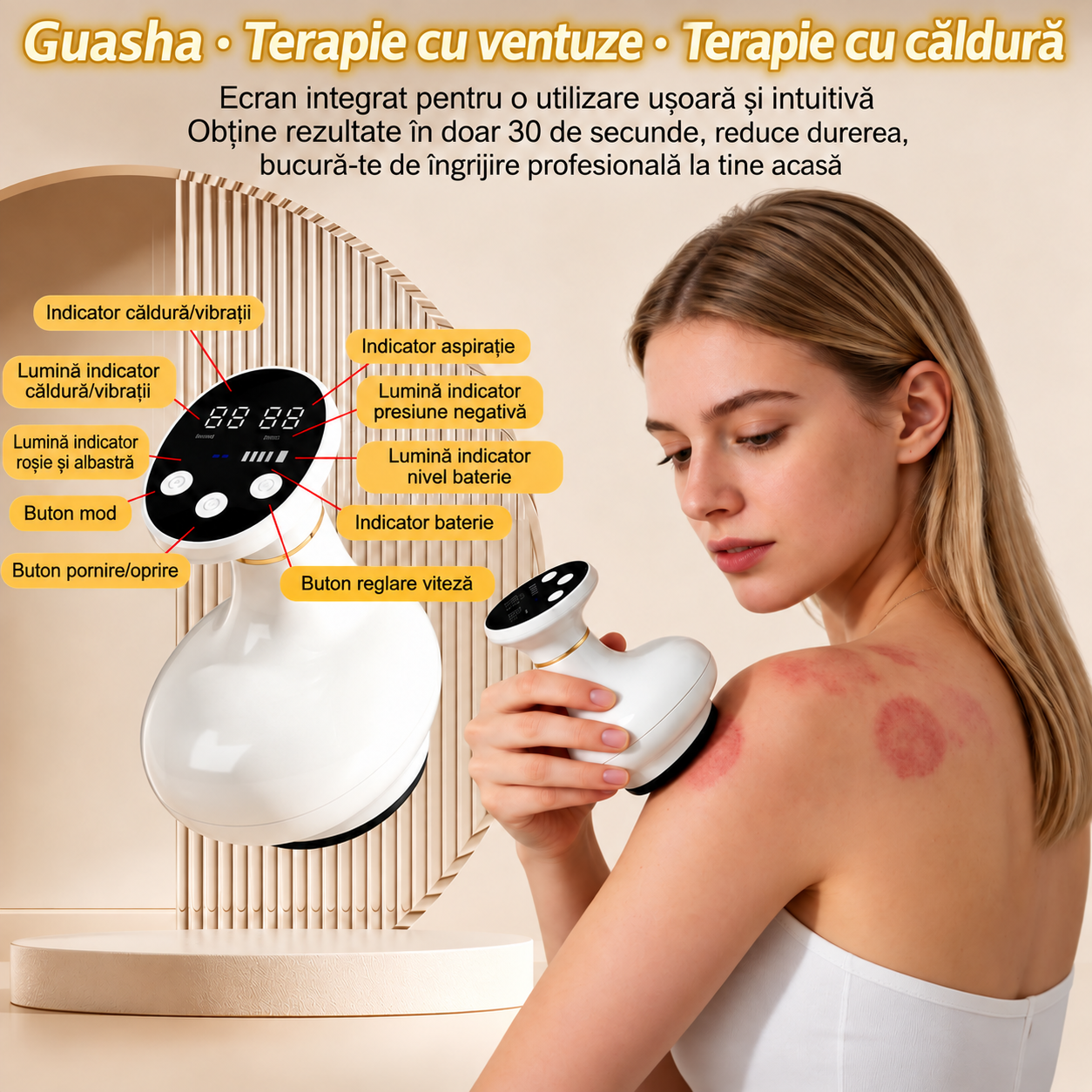 Aparat de Masaj 4 în 1 cu Vacuum și Căldură