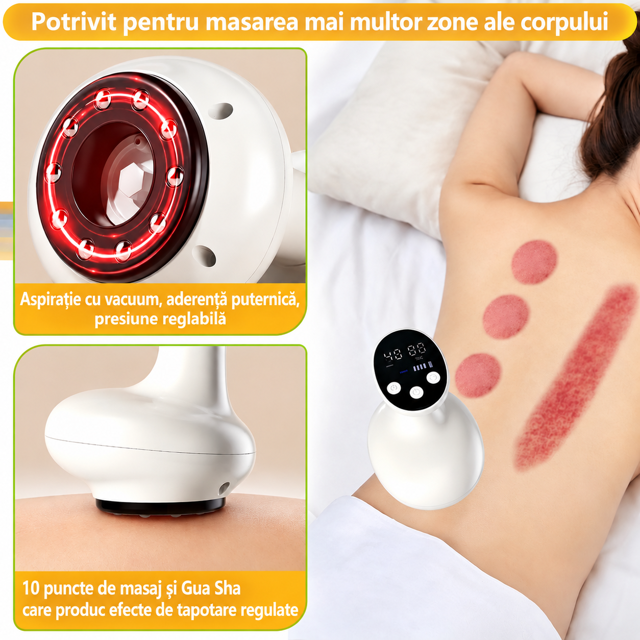 Aparat de Masaj 4 în 1 cu Vacuum și Căldură