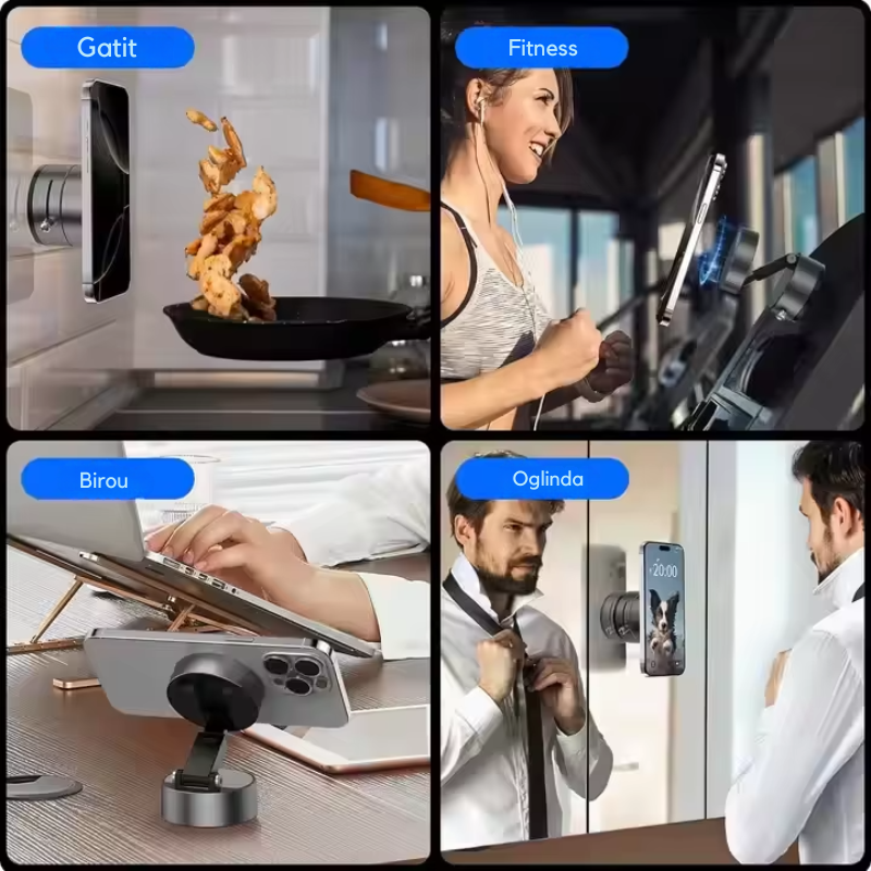 Suport Auto Magnetic 360° cu Ventuză Reglabilă