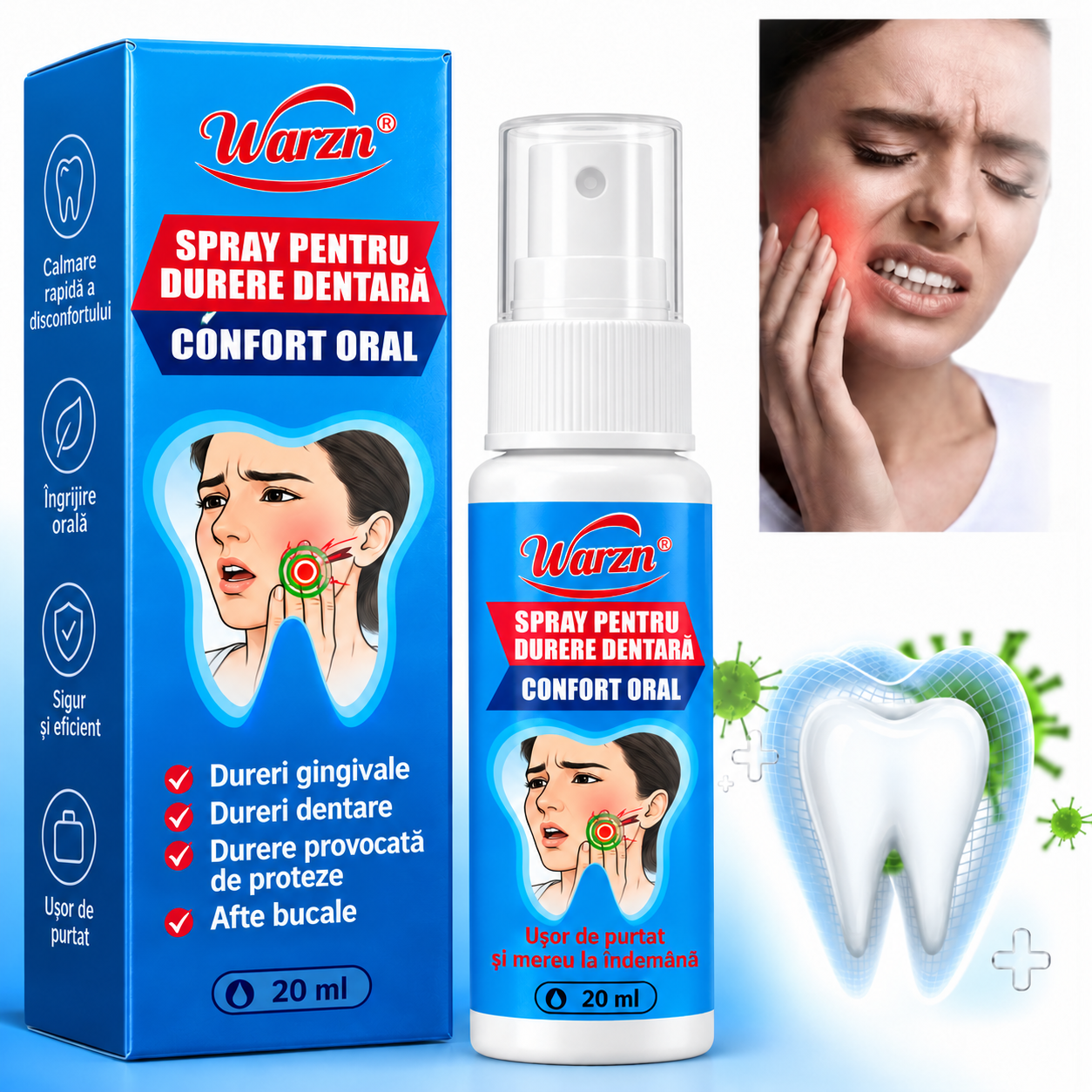 Spray Oral pentru Calmarea Rapidă a Disconfortului Dentar