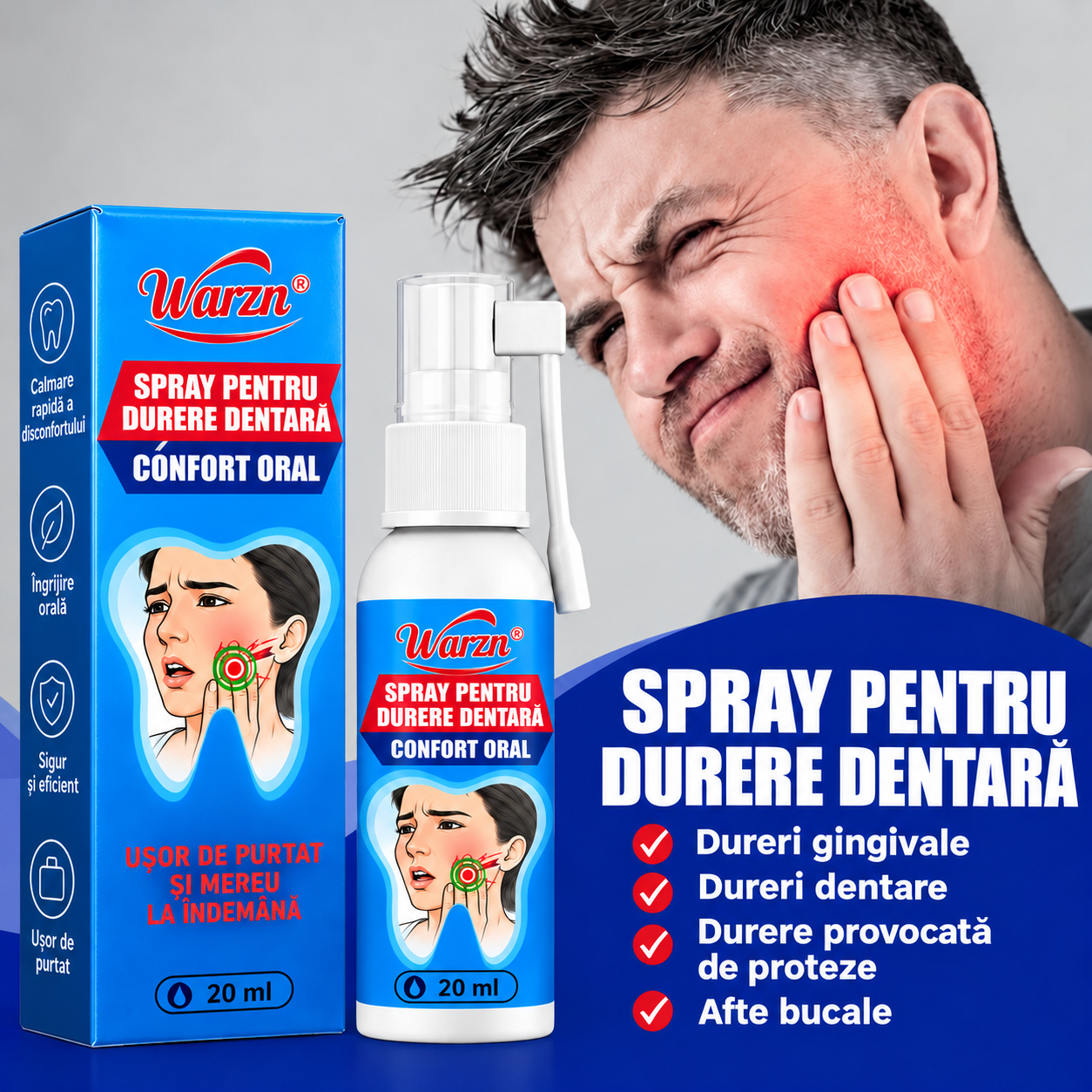 Spray Oral pentru Calmarea Rapidă a Disconfortului Dentar
