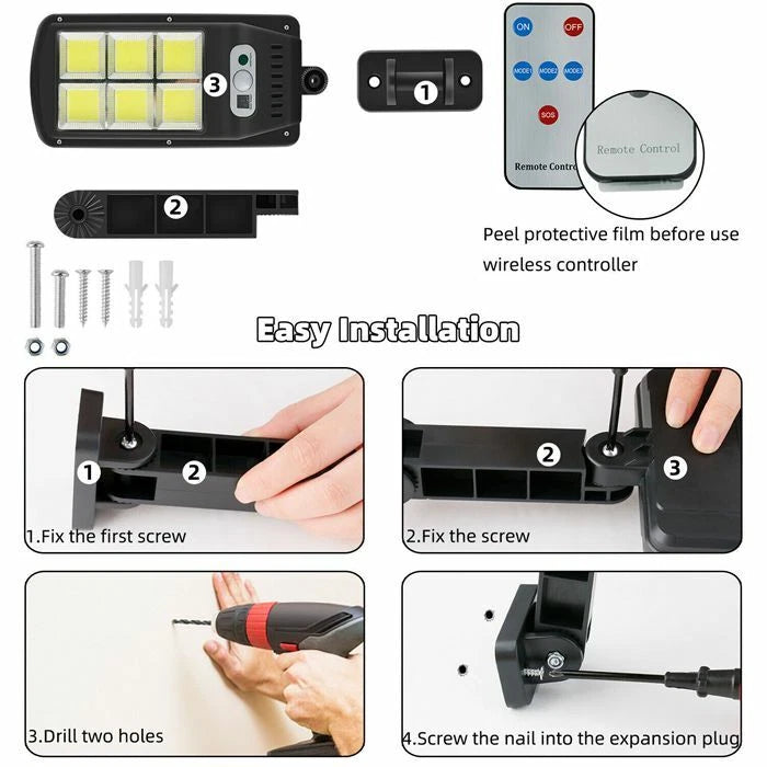 Lampă Stradală Solară Proiector LED 6 Cadrane, 100W