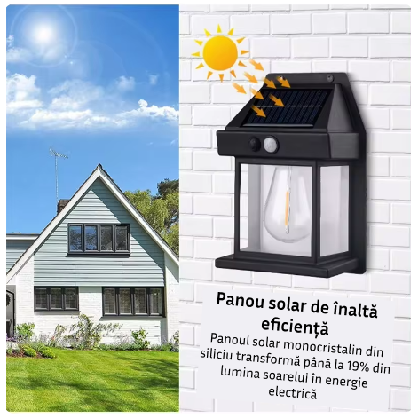 Lampă Led de Perete Vintage cu încărcare Solară