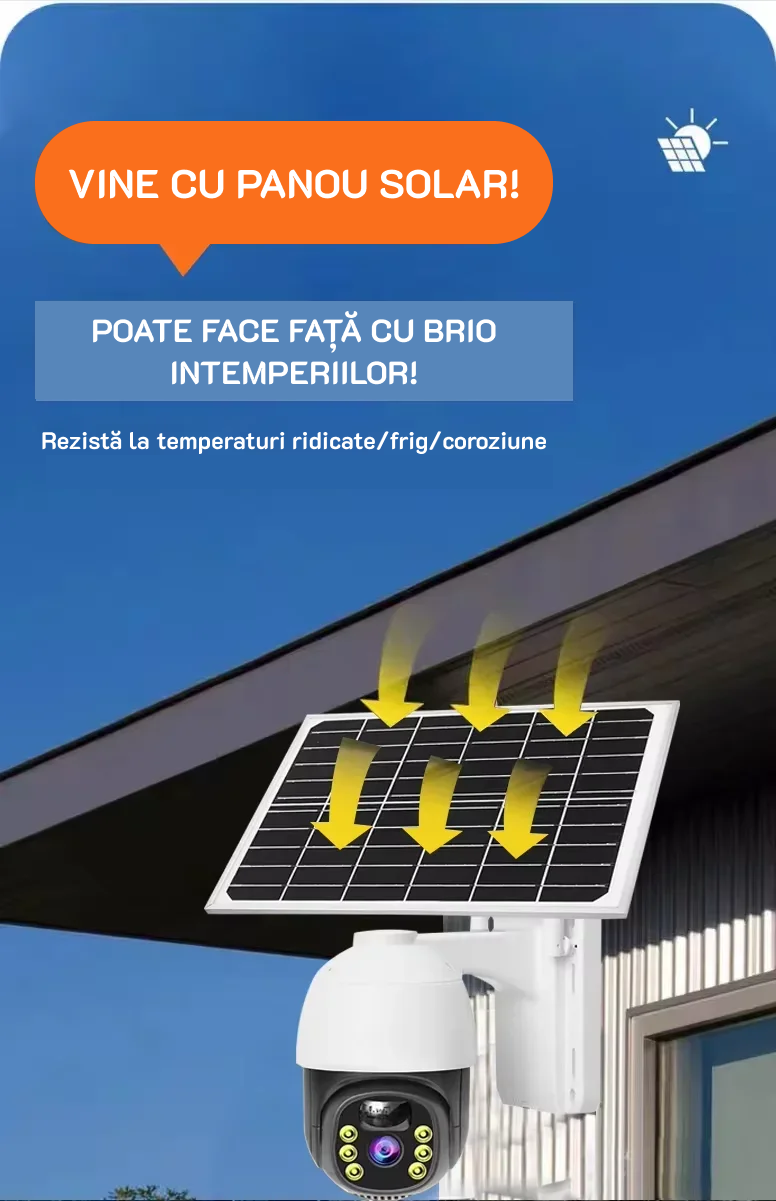 Camera de Supraveghere 4G cu Panou Solar 20w, Inregistrare 24h/7, FullHD