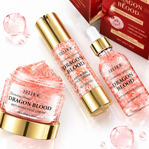 3pcs Dragon Blood Face Care Set Brightening Firming Removel Wrinkle Serum Even Skin Tone Nourishing Hydrating Cream Korean