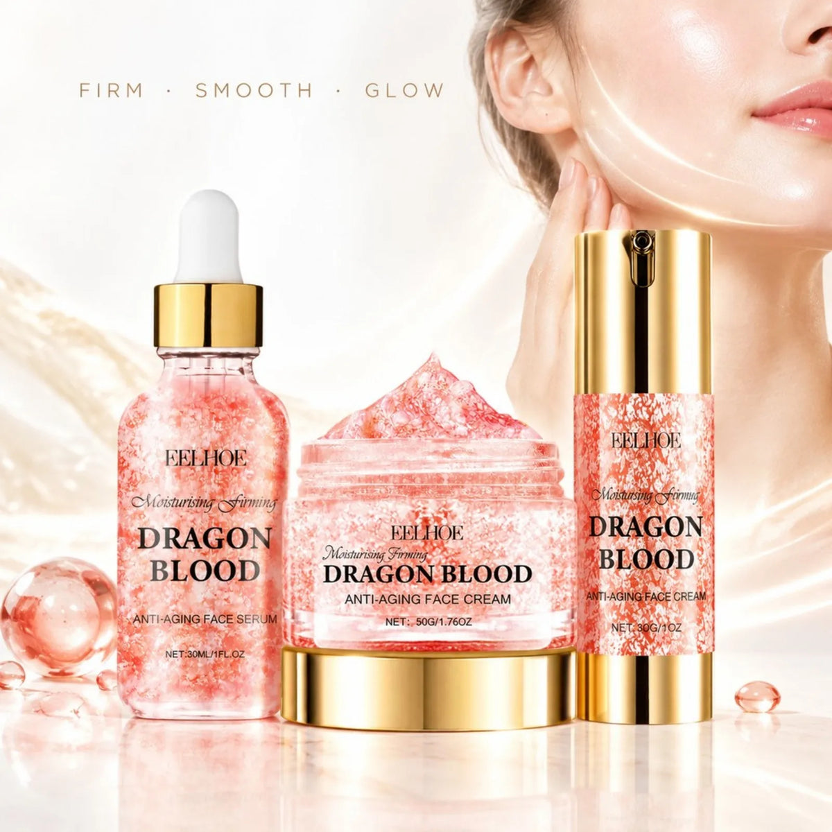 3pcs Dragon Blood Face Care Set Brightening Firming Removel Wrinkle Serum Even Skin Tone Nourishing Hydrating Cream Korean